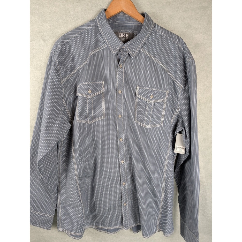 BKE Mens 2XL Blue Athletic Fit Buckle Long Sleeve Button Down Shirt ($39.98)